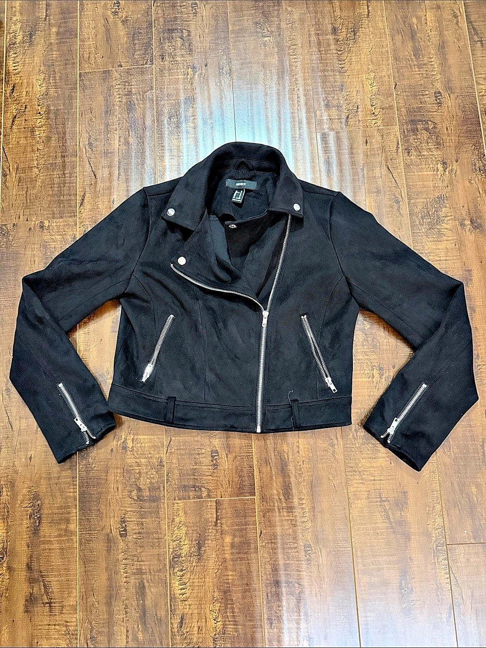 Forever 21 Faux Suede Moto Jacket Black Size Medium